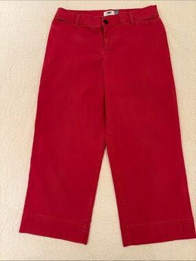 Old Navy Red Cotton Cropped Chino Pants
